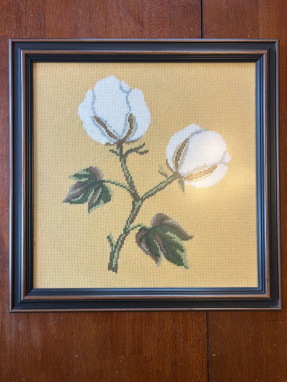 Vintage Hand-Stitched Floral Needlepoint – 18.5”